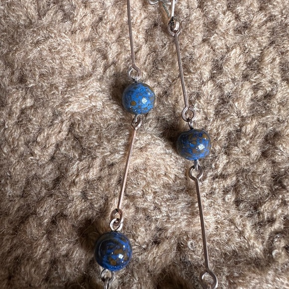 Vintage Blue and Gold Glass Bead Necklace - Picture 4 of 4